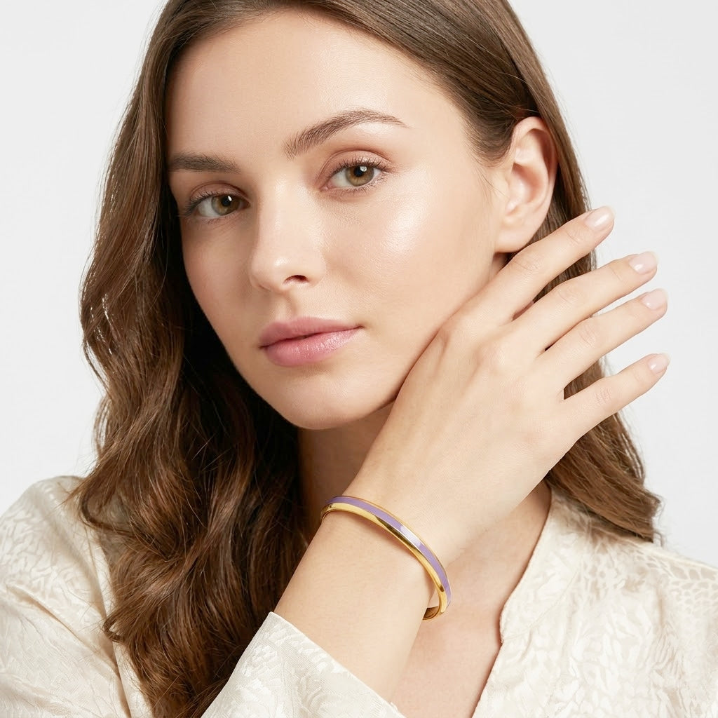 925 STERLING SILVER CLASSIC ENAMEL SLIP ON BANGLE
