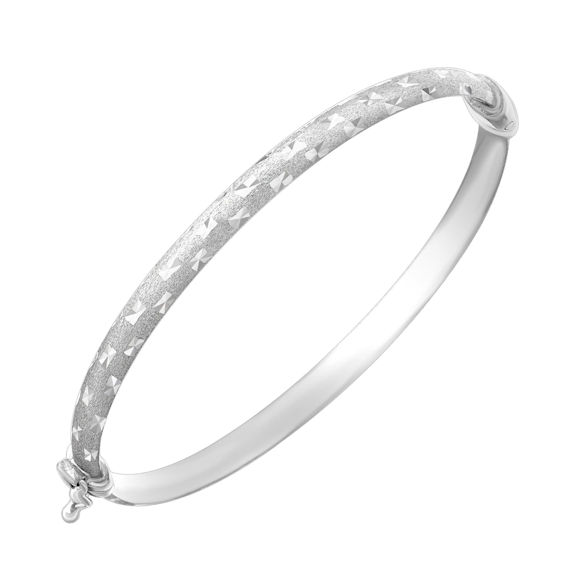 925 STERLING SILVER DIAMOND CUT TUBE HINGED BANGLE