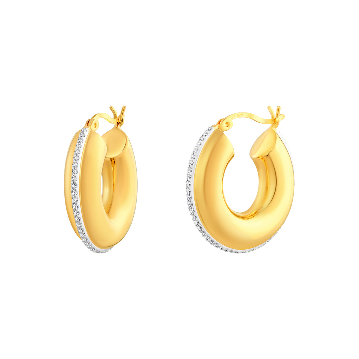 925 STERLING SILVER BASIC SMALL HOOP EARRINGS WITH CUBIC ZIRCONIA