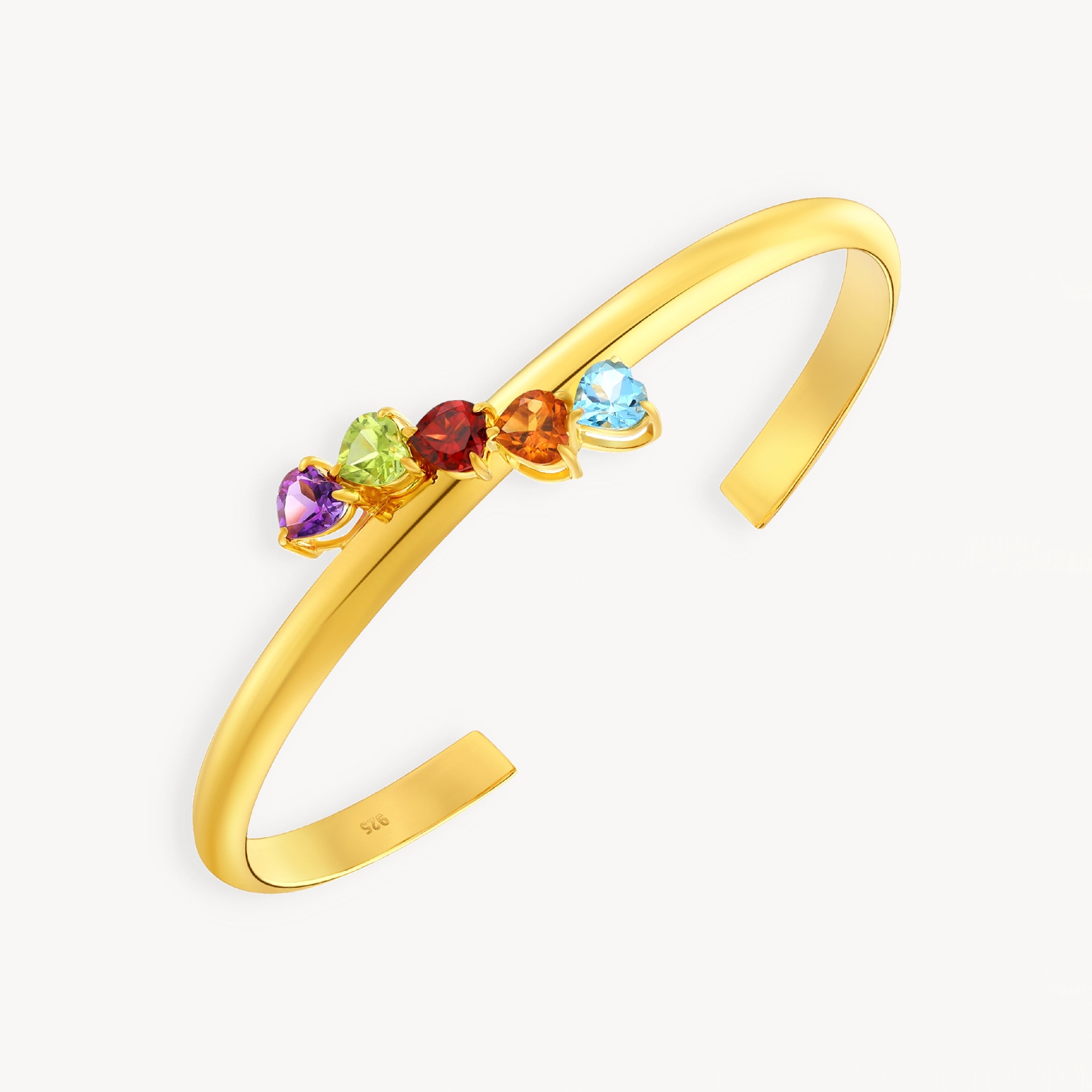 925 STERLING SILVER HINGED BANGLE WITH MULTICOLOR STONE