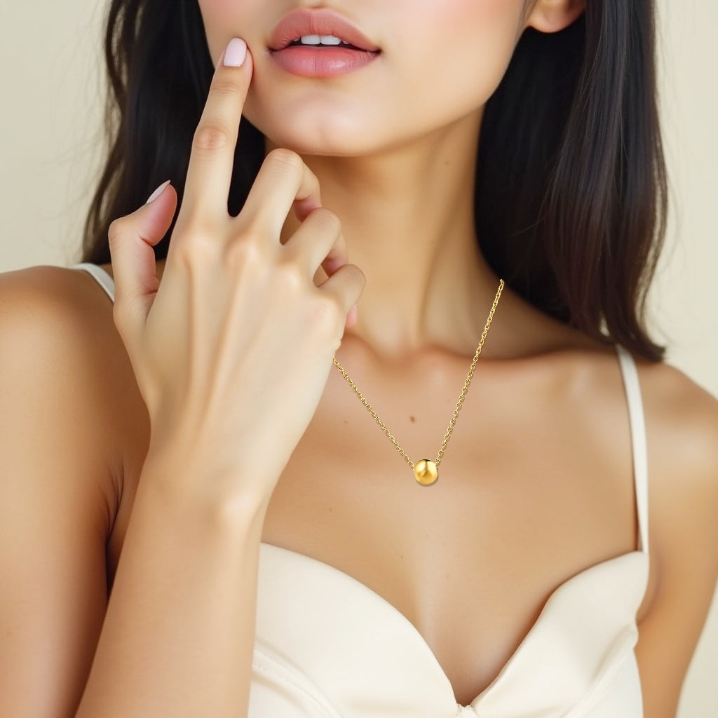925 Sterling Silver with 14k Gold Plated Ball Bead Chain Necklace
