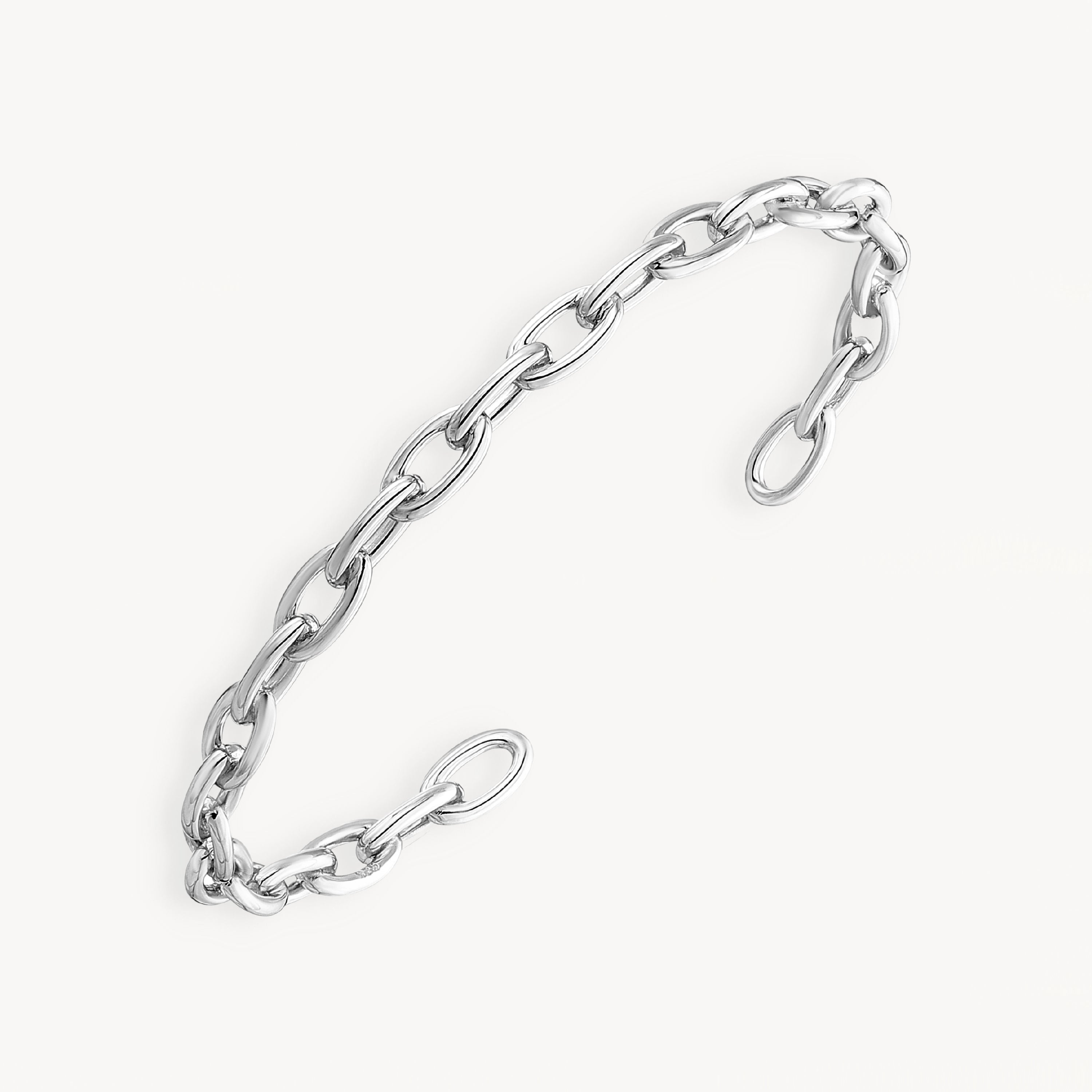 925 STERLING SILVER CURB CHAINE CUFF BANGLE