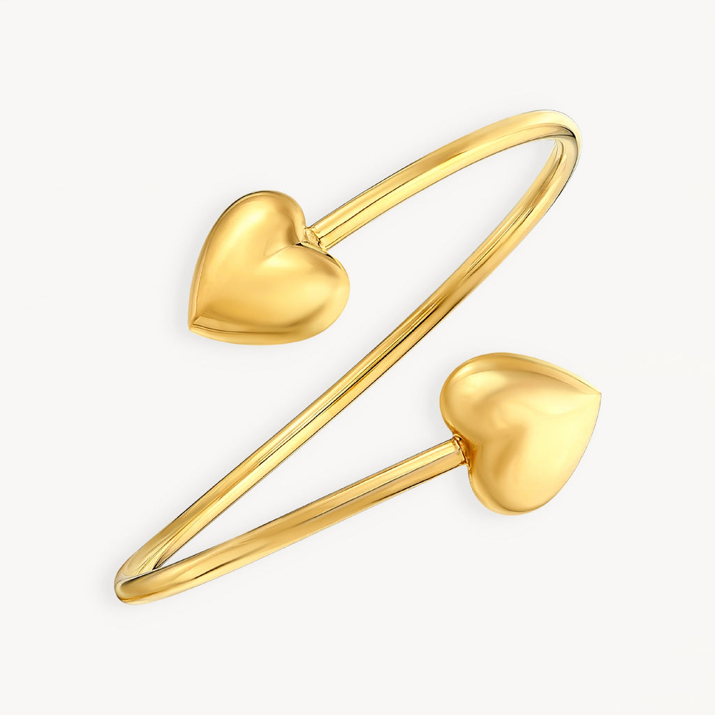 925 STERLING SILVER DOUBLE PUFF HEARTS BANGLES