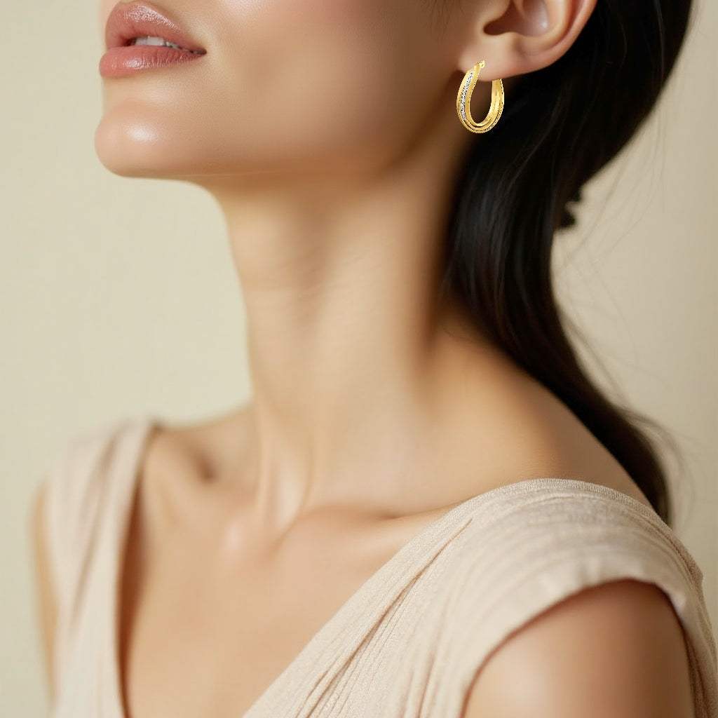 925 STERLING SILVER HOOP EARRINGS WITH CUBIC ZIRCONIA