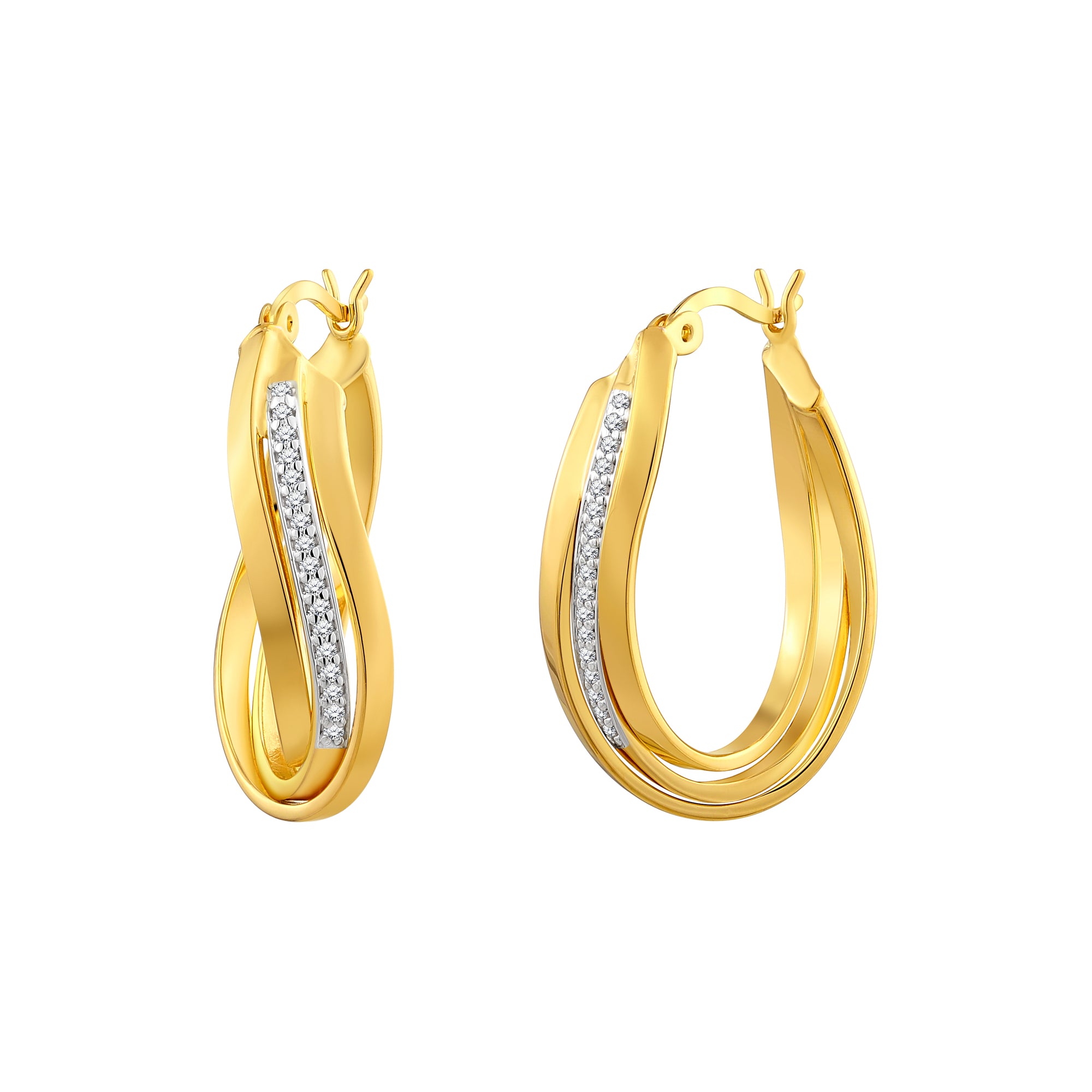 925 STERLING SILVER HOOP EARRINGS WITH CUBIC ZIRCONIA