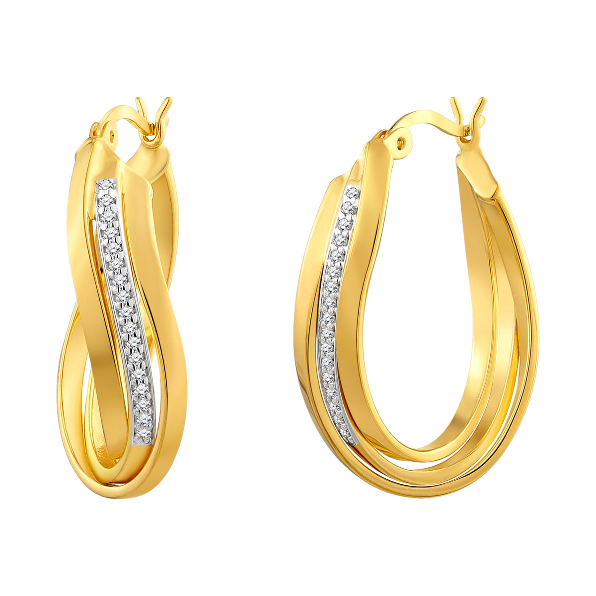 925 STERLING SILVER HOOP EARRINGS WITH CUBIC ZIRCONIA