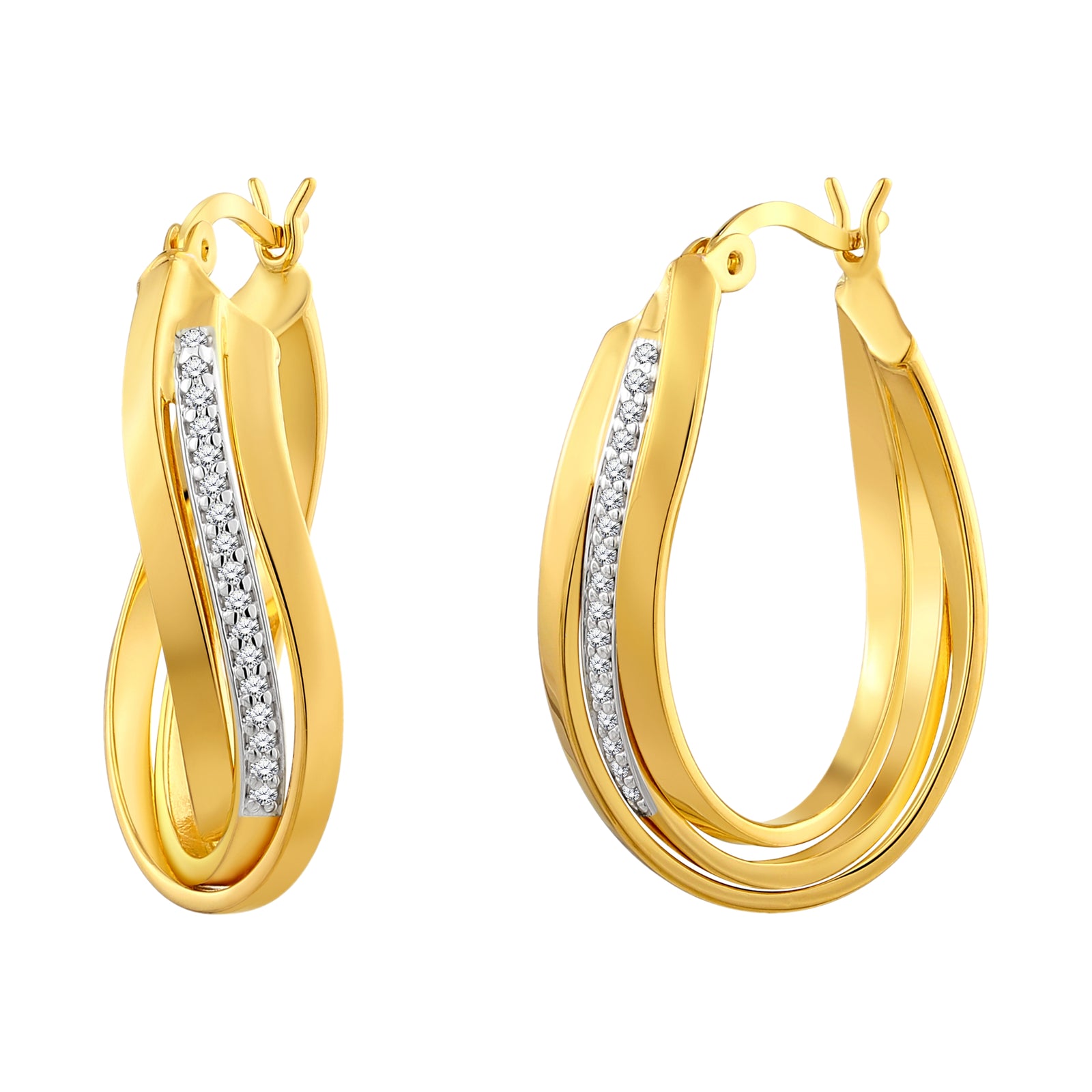 925 STERLING SILVER HOOP EARRINGS WITH CUBIC ZIRCONIA