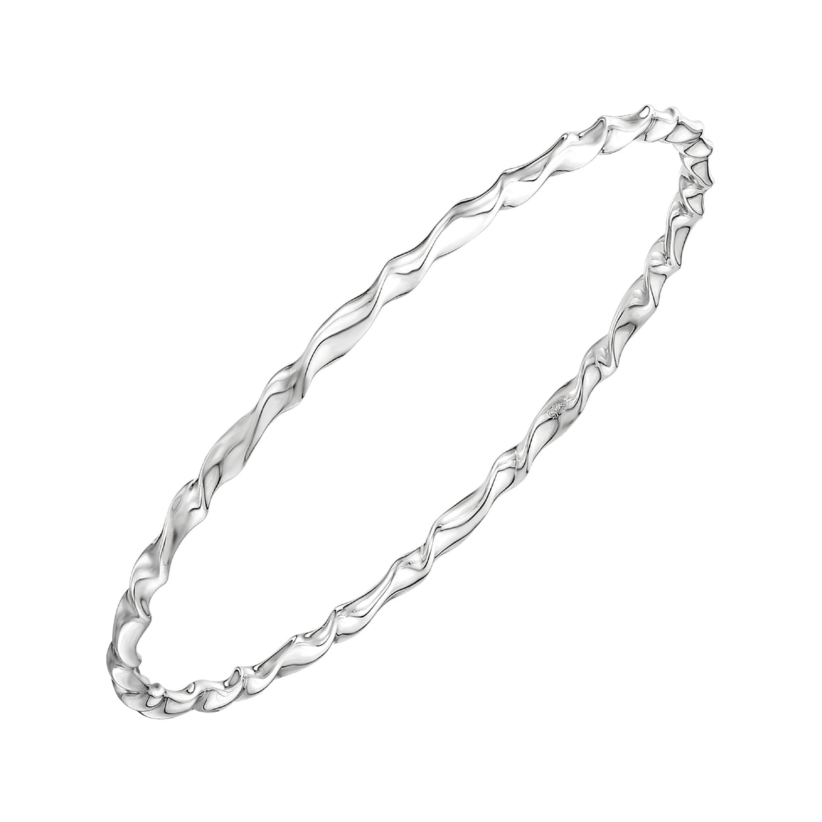 925 STERLING SILVER OVAL TWIST SLIP ON BANGLE