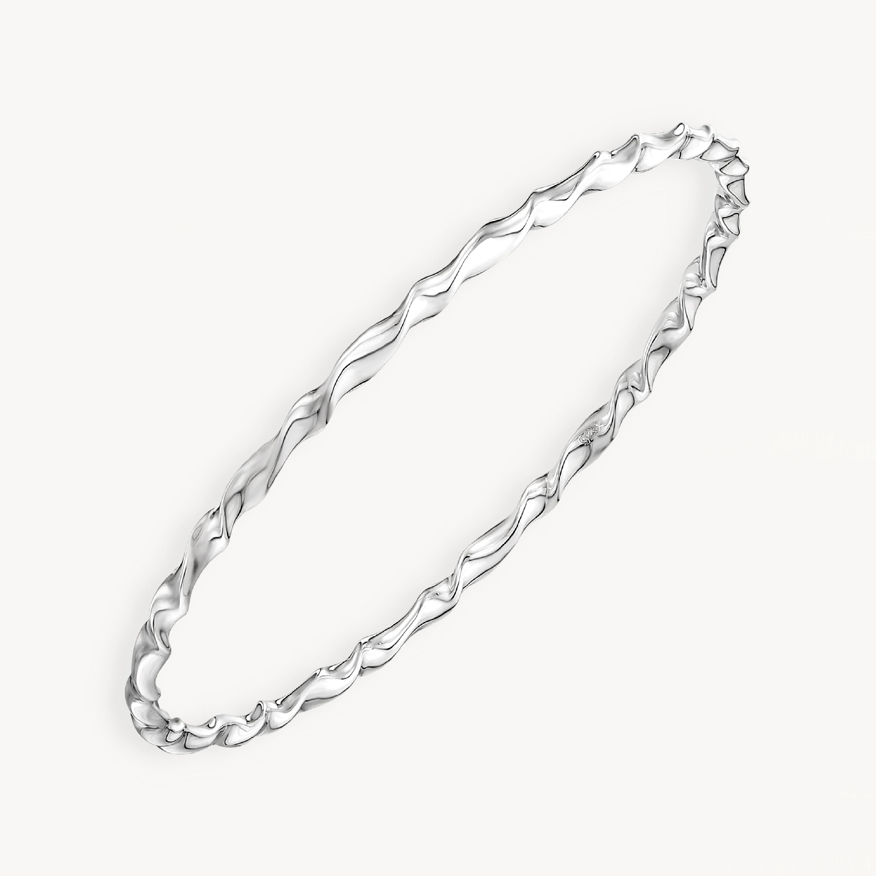 925 STERLING SILVER OVAL TWIST SLIP ON BANGLE