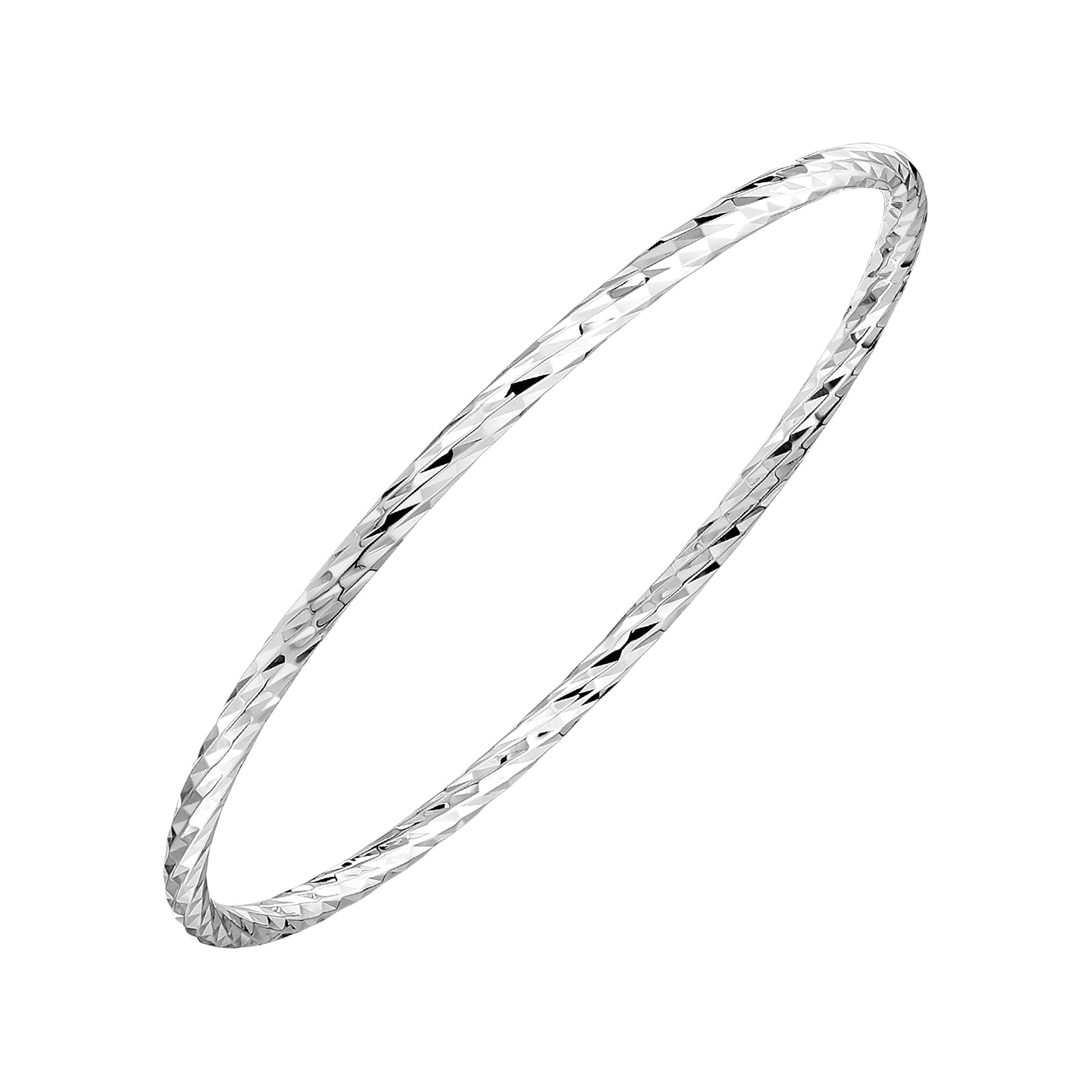 925 STERLING SILVER DIAMOND CUT TUBE SLIP ON BANGLE