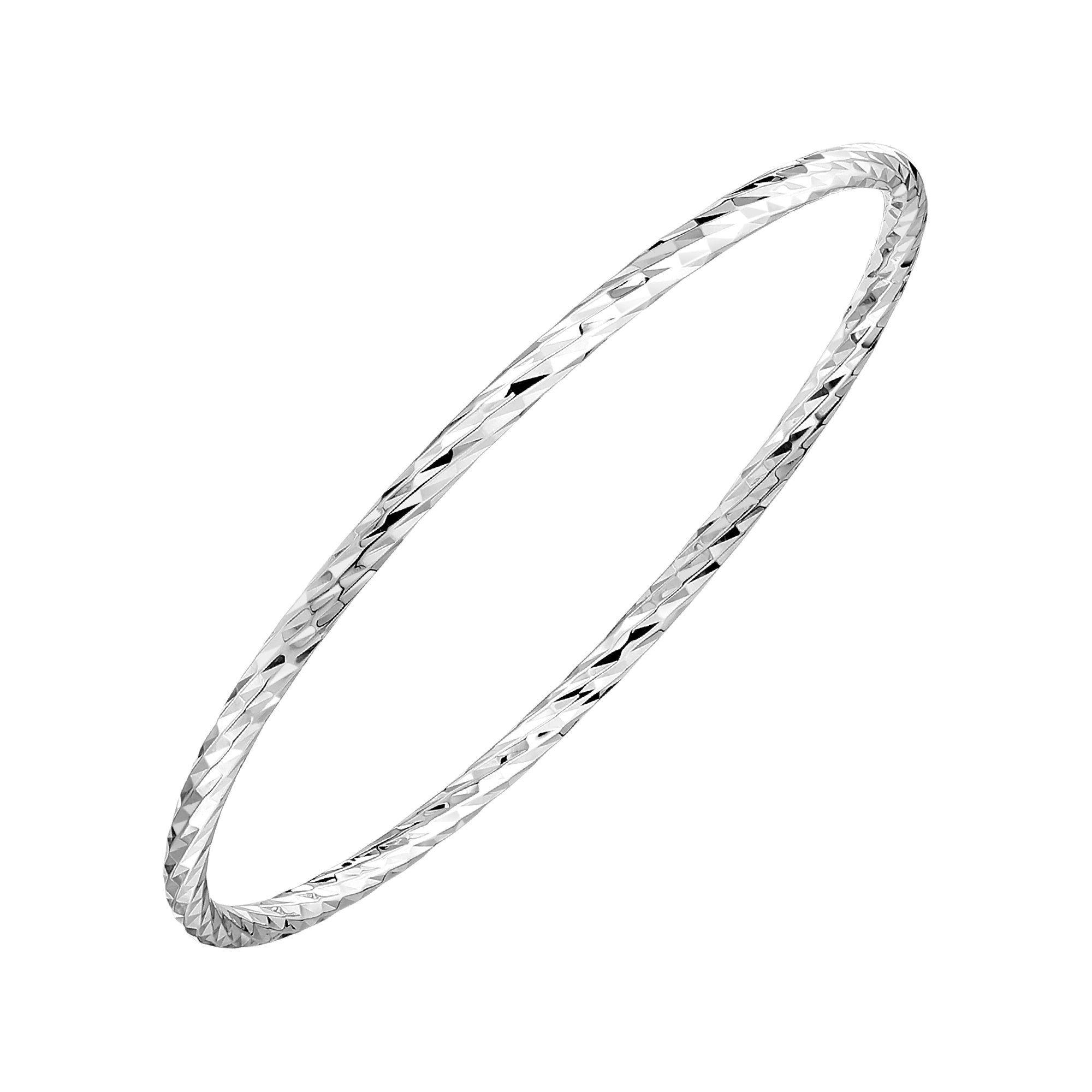 925 STERLING SILVER DIAMOND CUT TUBE SLIP ON BANGLE