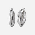 925 STERLING SILVER 30.0 MM. BOLD CROSSOVER HALF ROUND HOOP EARRINGS
