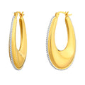 925 STERLING SILVER WITH 14K GOLD PLATED/CZ IDEAL CREOLE OVAL EARRINGS
