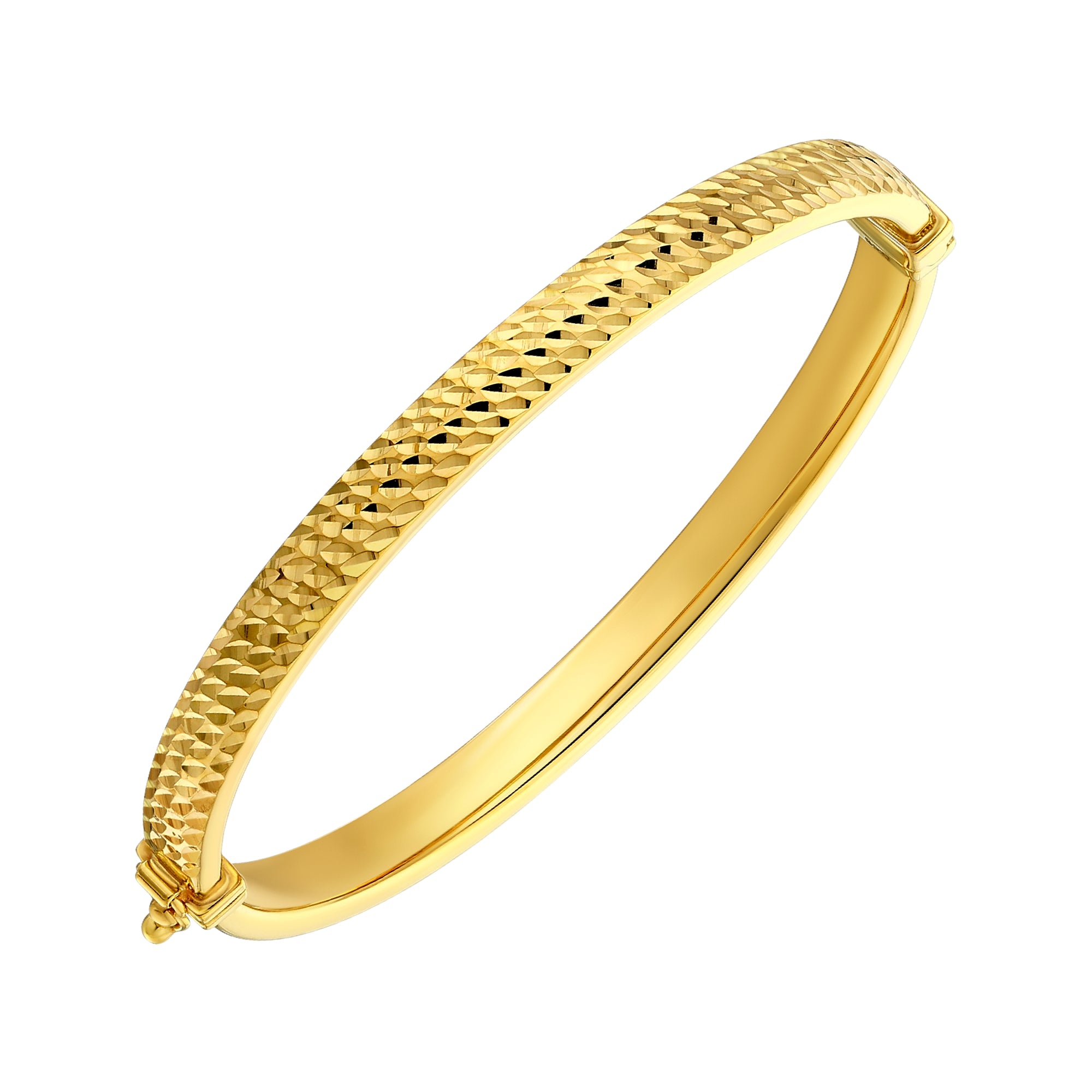 925 STERLING SILVER DIAMOND CUT TUBE HINGED BANGLE