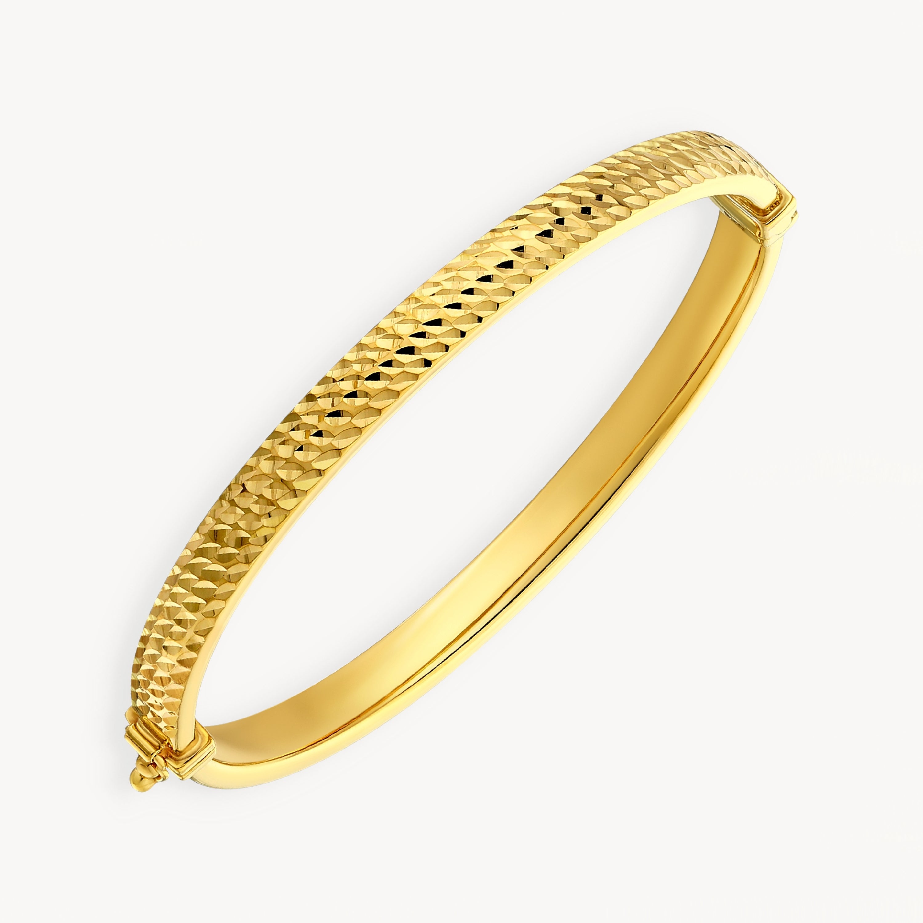 925 STERLING SILVER DIAMOND CUT TUBE HINGED BANGLE