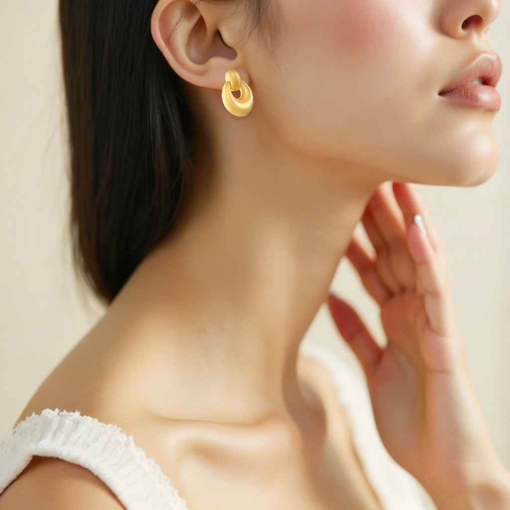 Electroform 925 Sterling Silver with 14K Gold Plated Door Knocker Statement Earrings