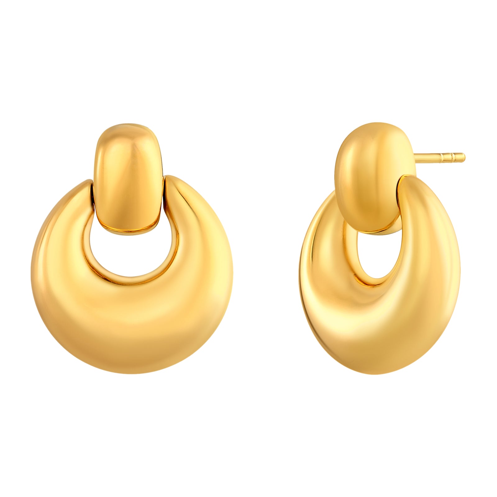 Electroform 925 Sterling Silver with 14K Gold Plated Door Knocker Statement Earrings