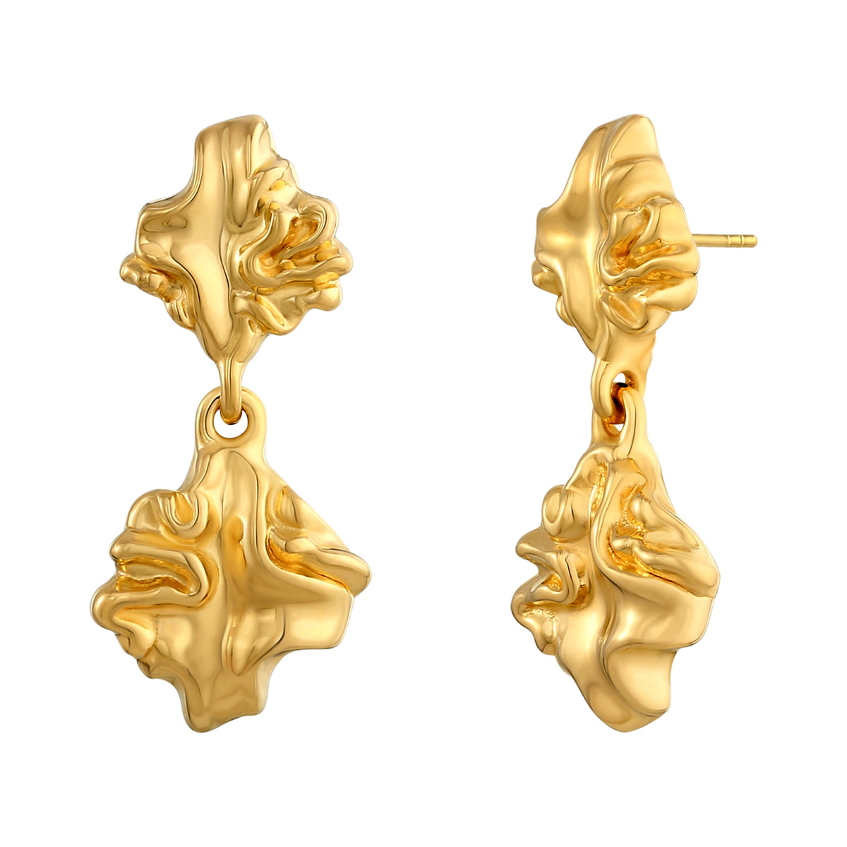 CRUMPLE STYLE ELECTROFORM EARRINGS 925 WITH 14K GOLD PLATED
