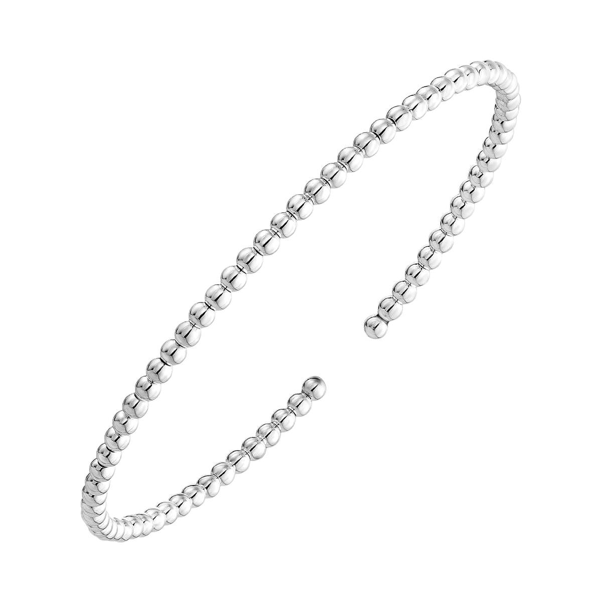925 STERLING SILVER BALL BEAD CUFF BANGLE