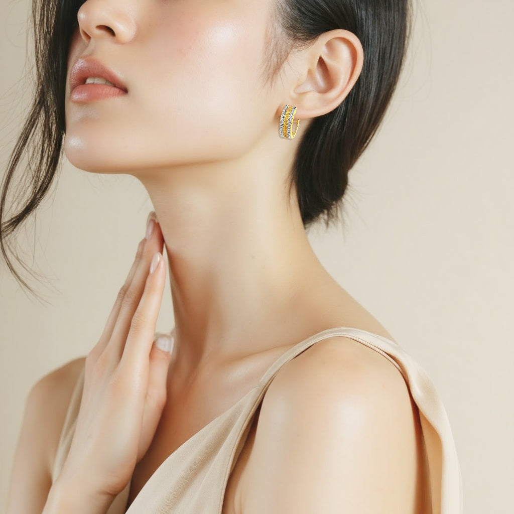 925 STERLING SILVER WITH EXQUISITE BRAID ROPE HUGGIES