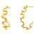 925 STERLING SILVER WITH 14K GOLD PLATED CURLY WAVY HOOP EARRINGS