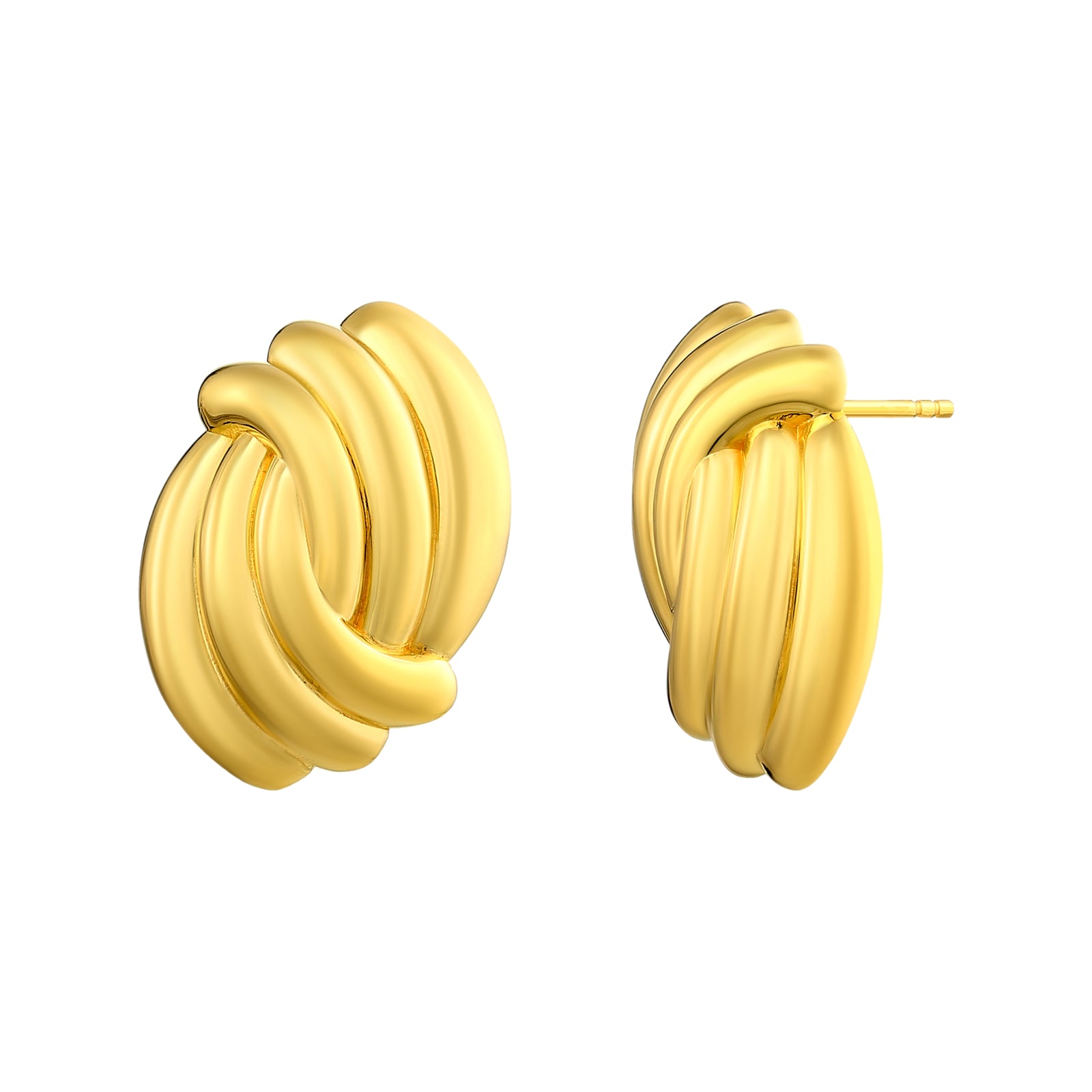 925 STERLING SILVER TWISTED GOLD HOOP EARRINGS