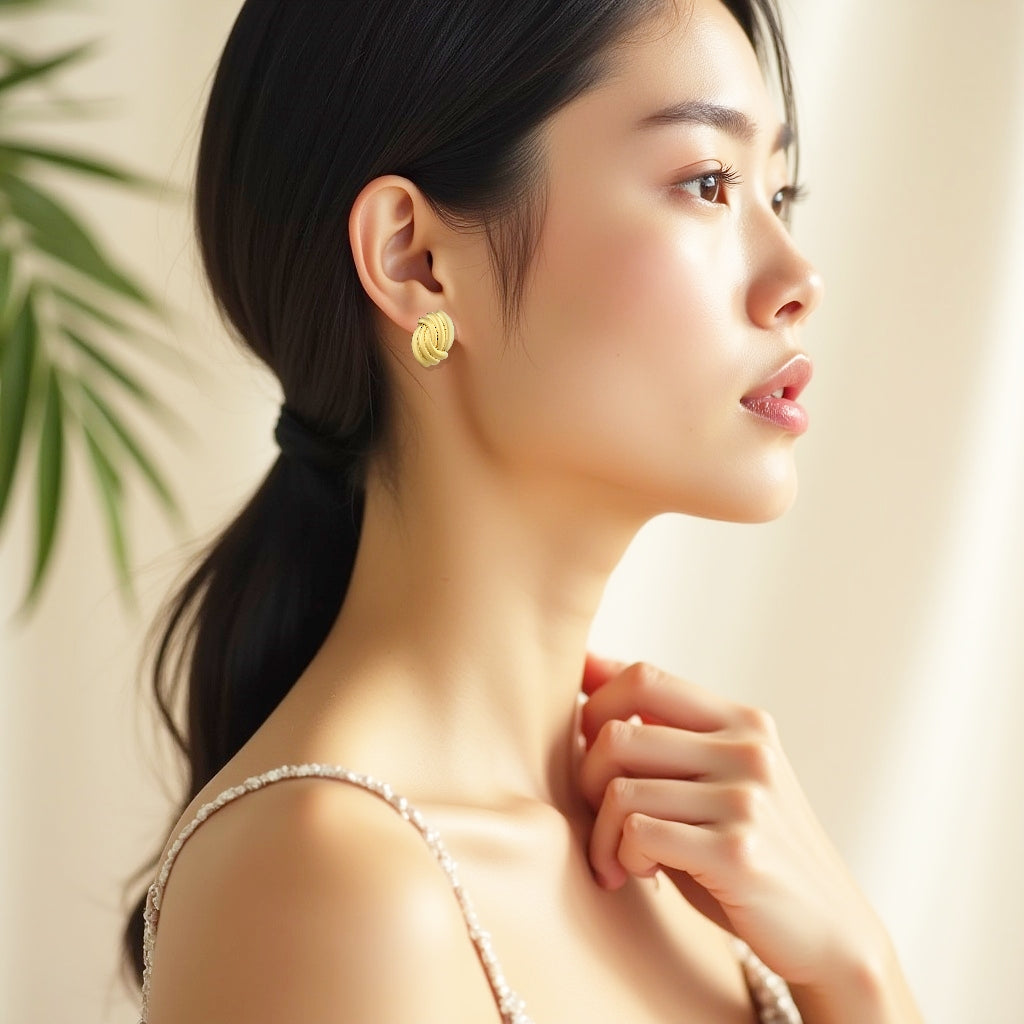 925 STERLING SILVER TWISTED GOLD HOOP EARRINGS