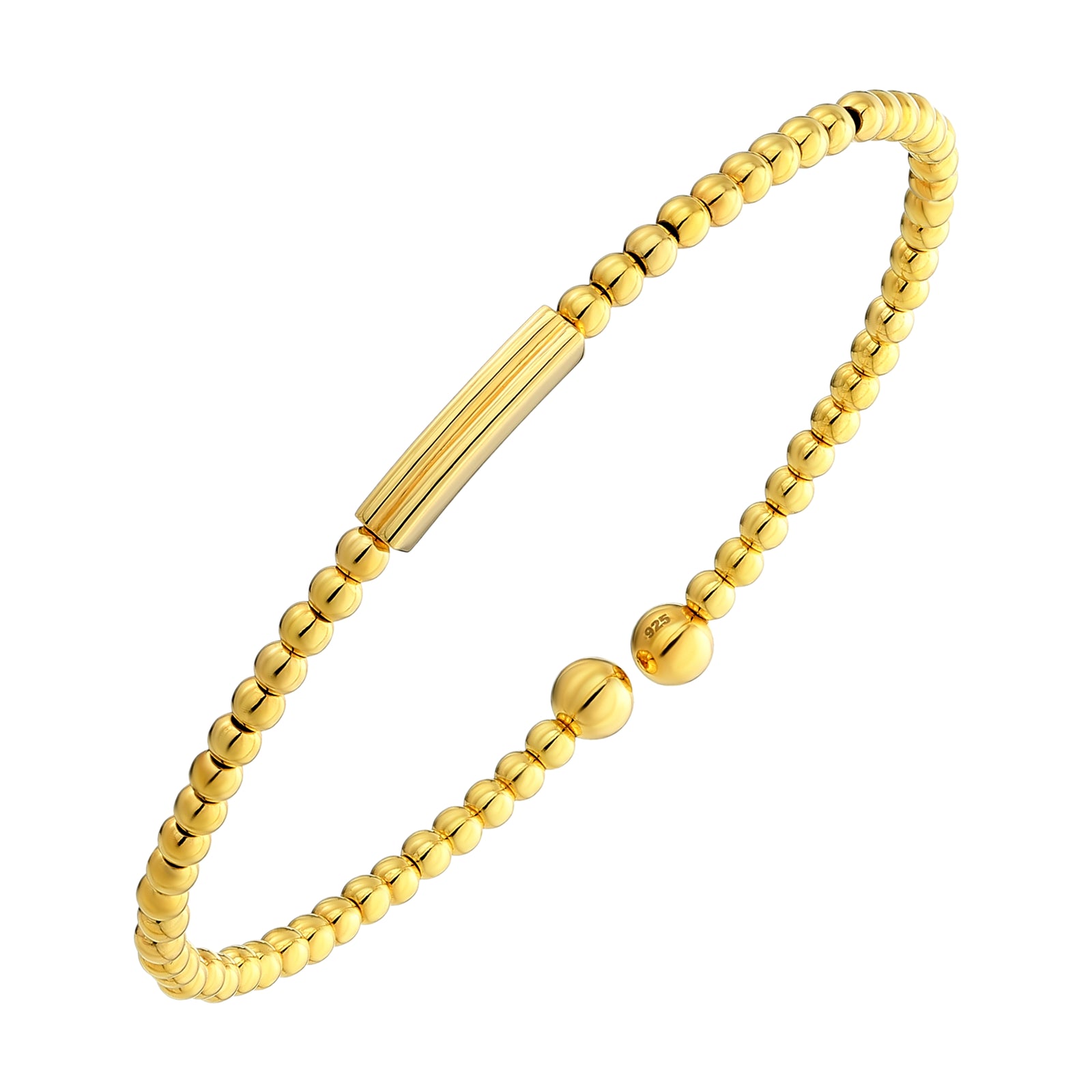 925 STERLING SILVER BALL BEAD CUFF BANGLE