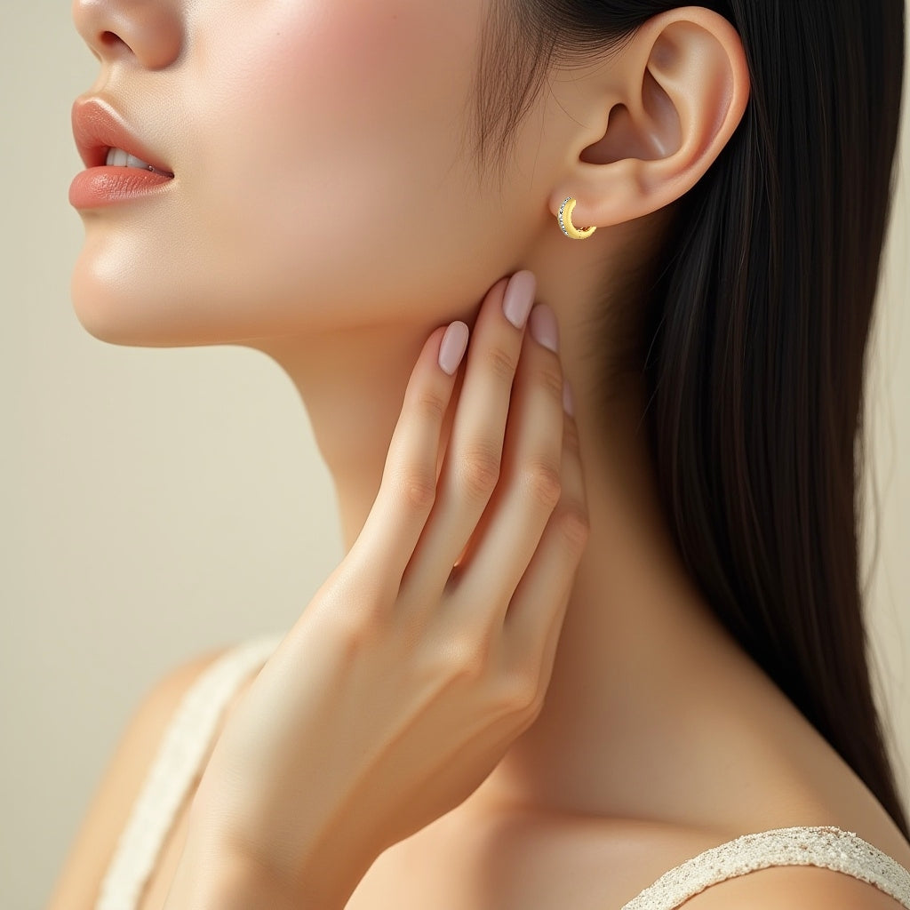 925 STERLING SILVER SMALL HUGGIE EARRINGS WITH CUBIC ZIRCONIA