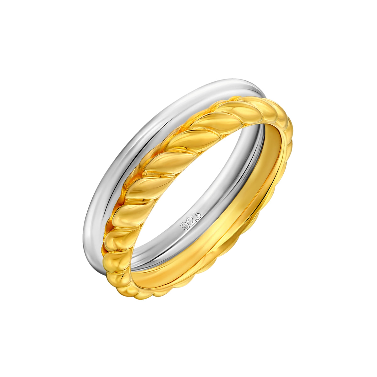 925 STERLING SILVER 2 TONE RING