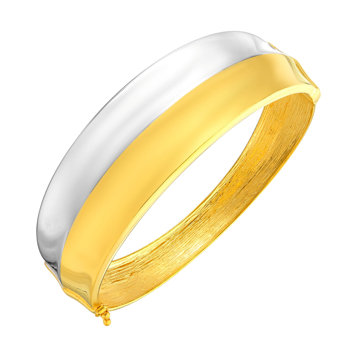 925 STERLING SILVER TWO TONE CLASSIC HINGED BANGLE