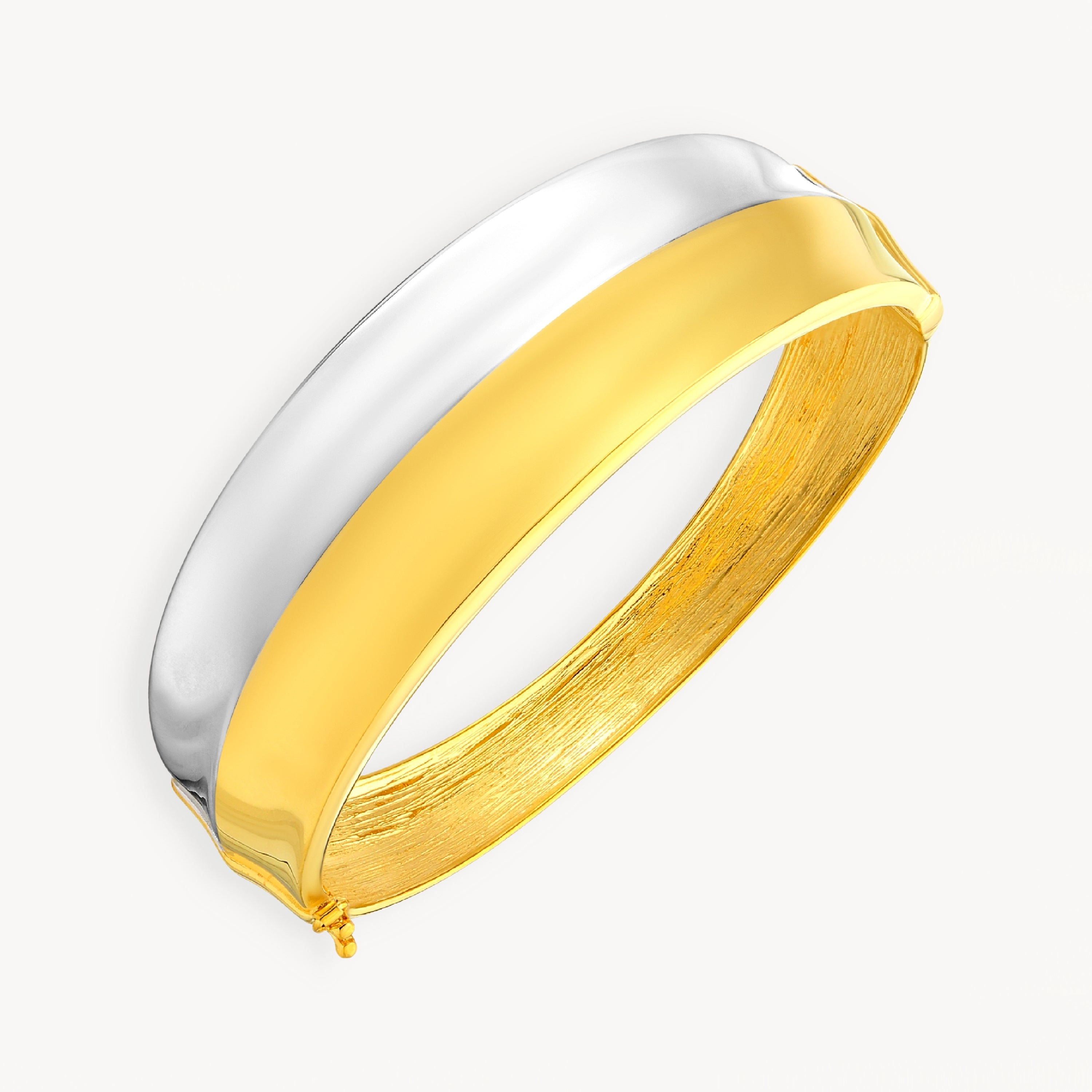 925 STERLING SILVER TWO TONE CLASSIC HINGED BANGLE