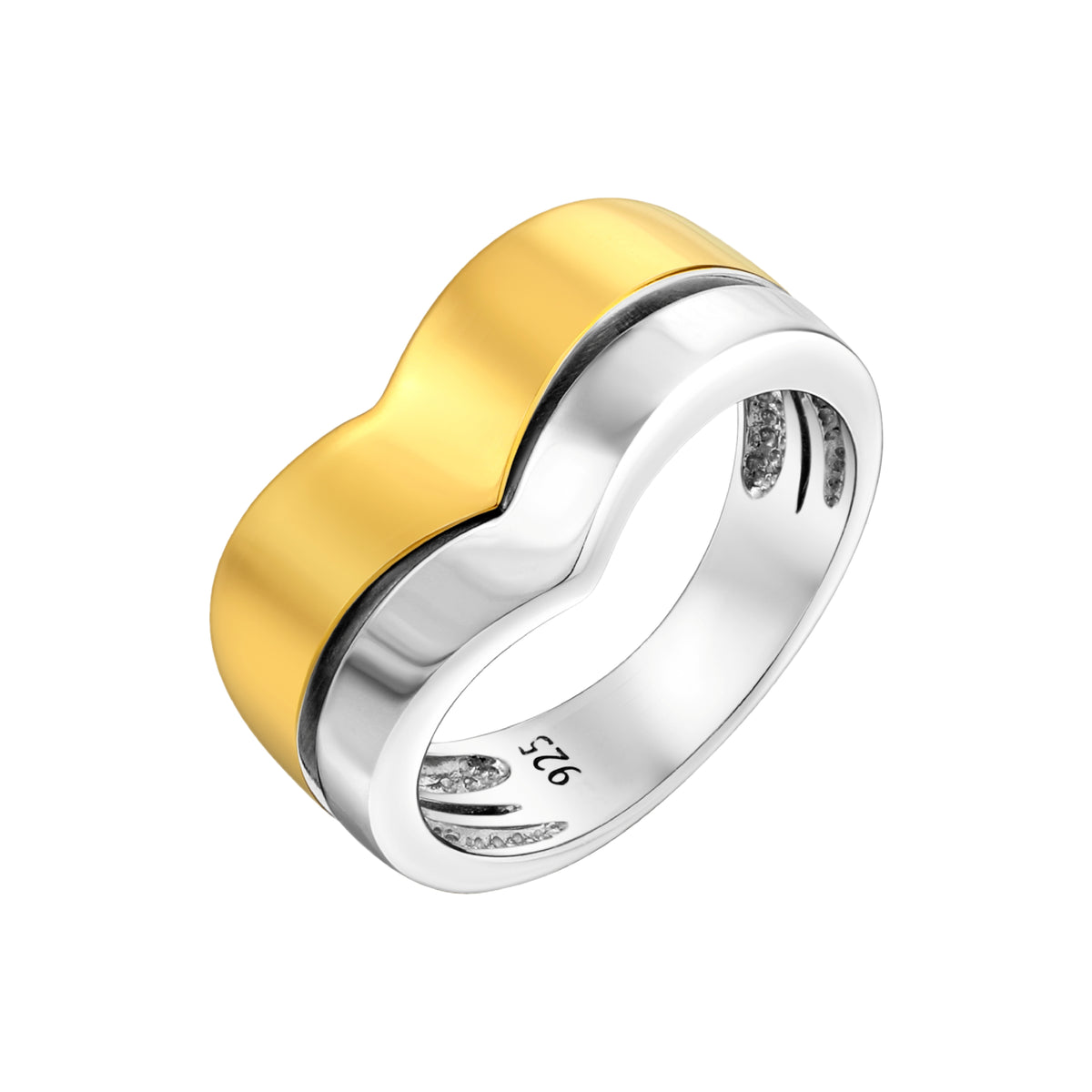 925 STERLING SILVER 2 TONE RING