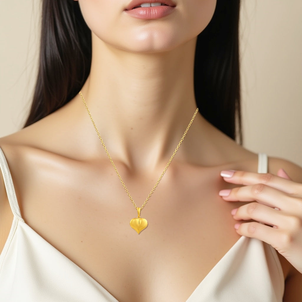 925 STERLING SILVER GOLD HEART PENDANT