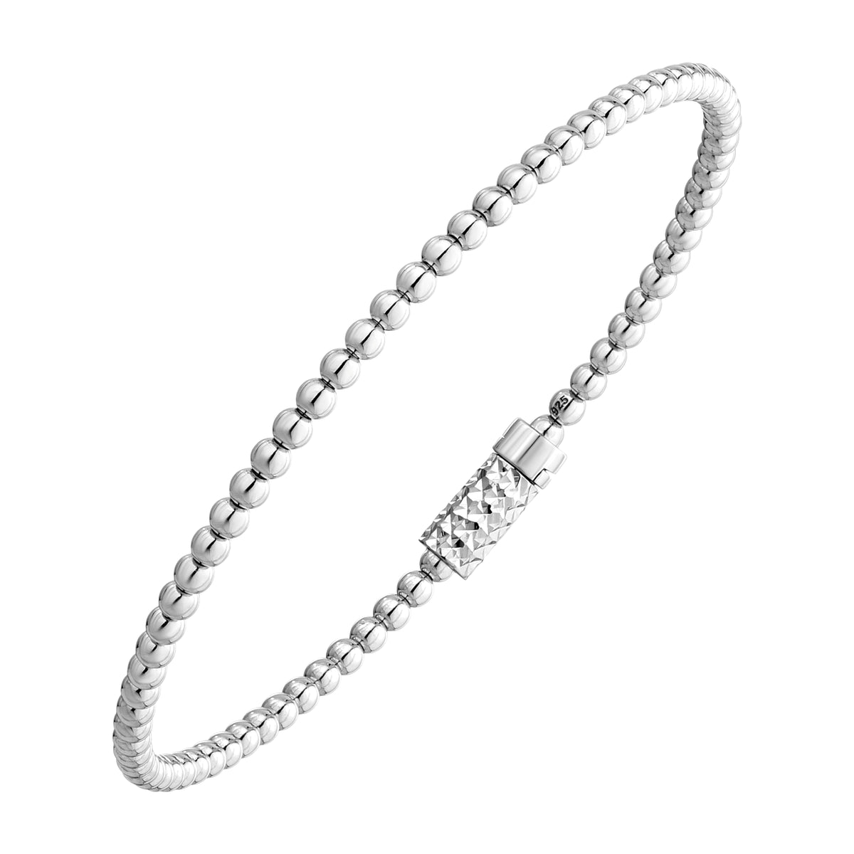 925 STERLING SILVER BALL BEAD SLIP ON BANGLE