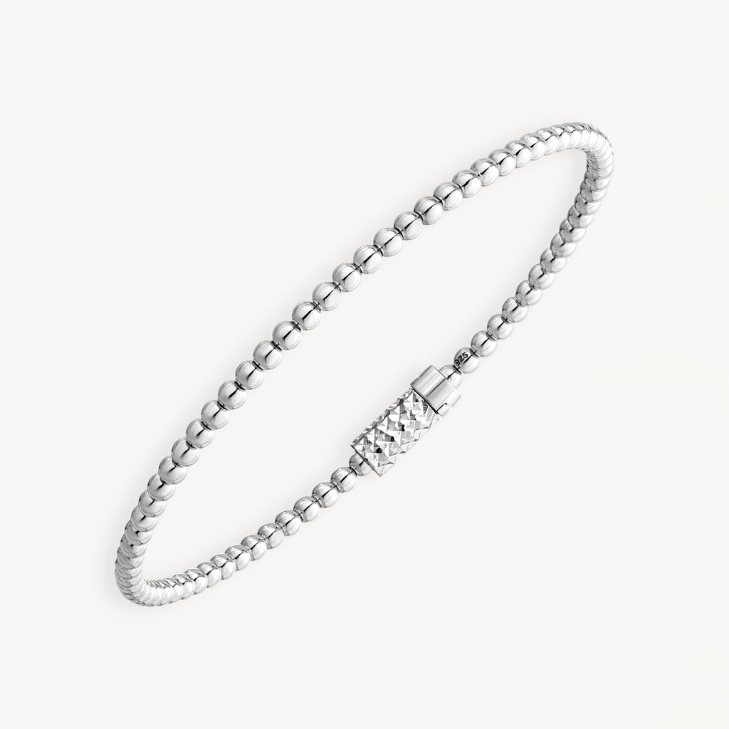 925 STERLING SILVER BALL BEAD SLIP ON BANGLE