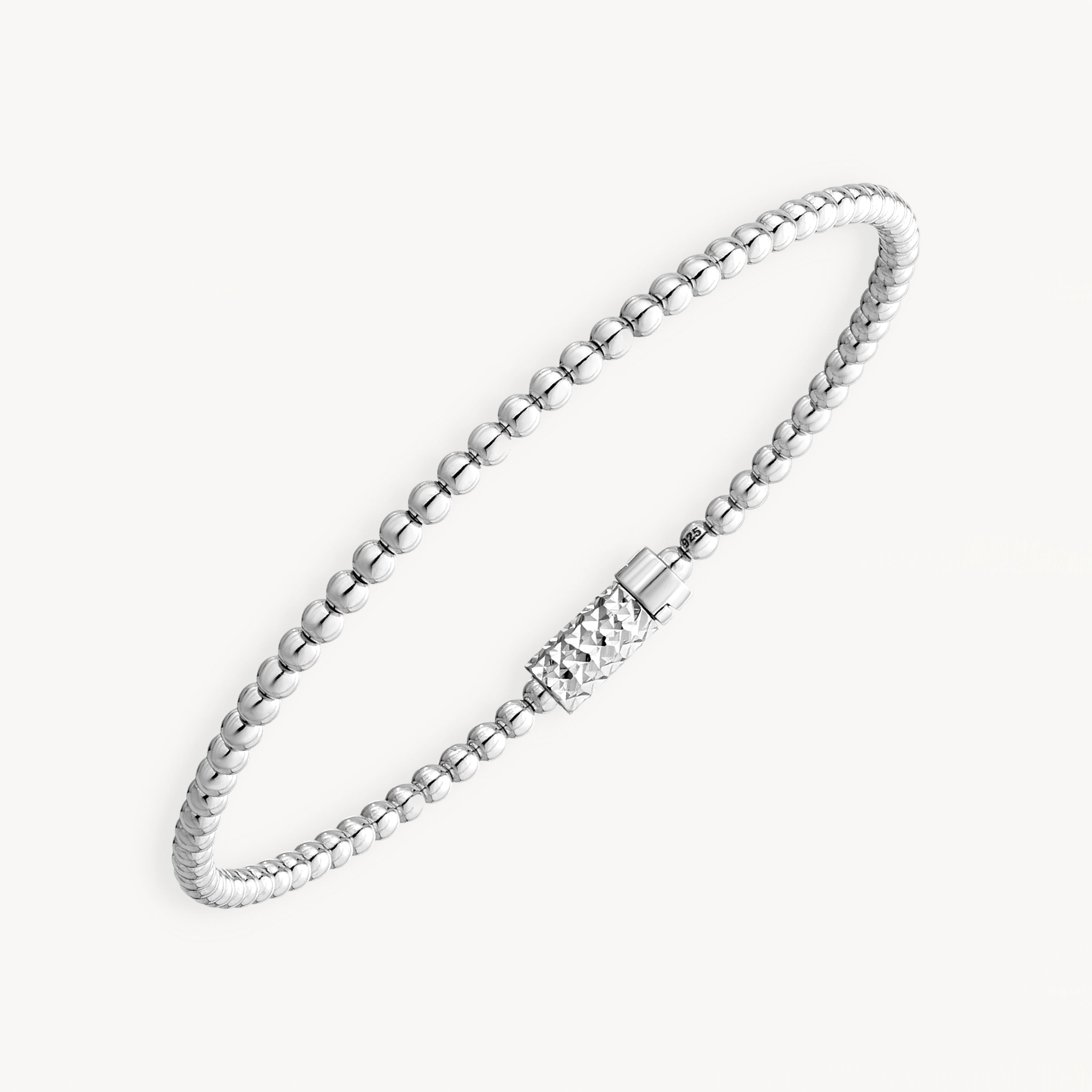 925 STERLING SILVER BALL BEAD SLIP ON BANGLE