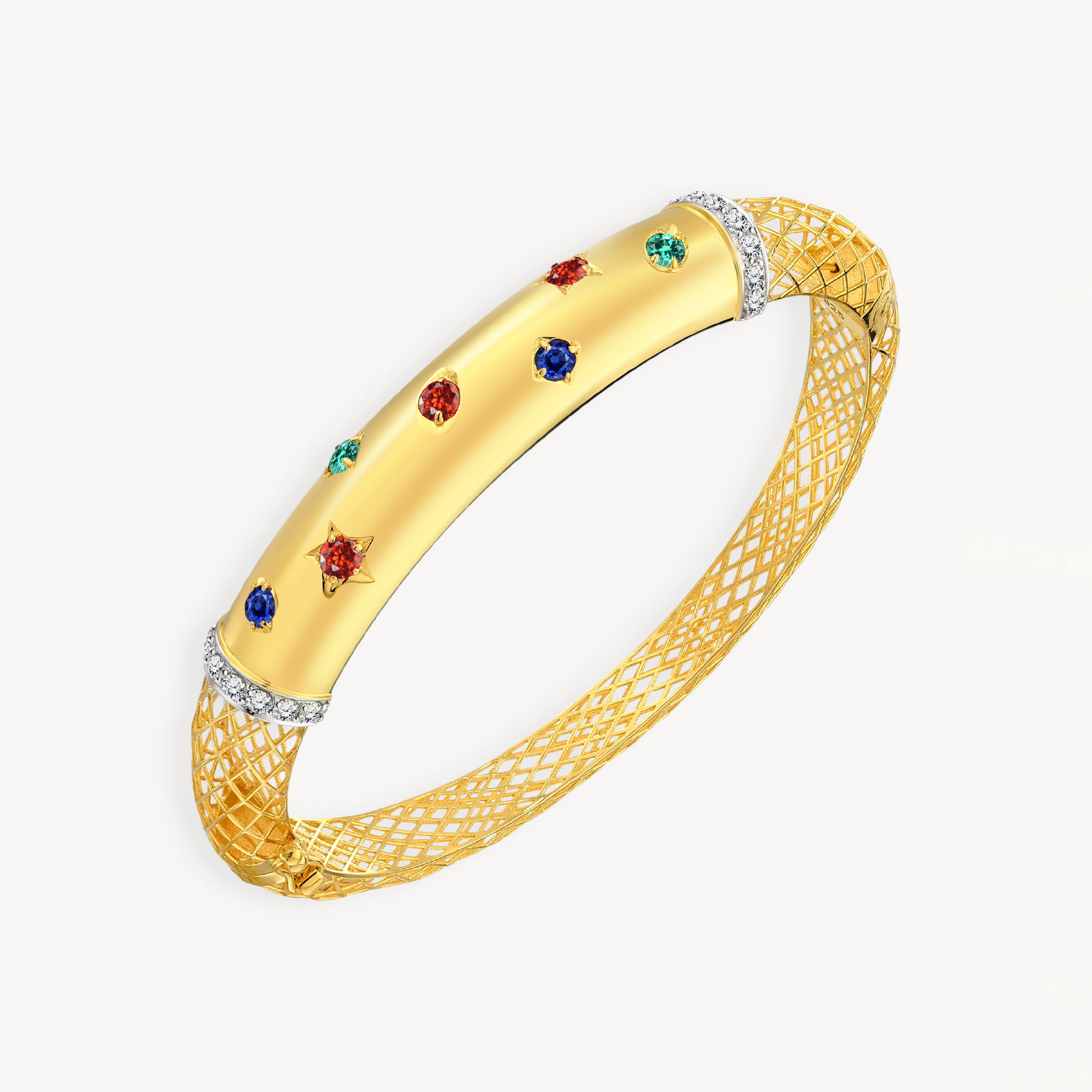 925 STERLING SILVER HINGED LE MESH BANGLE
