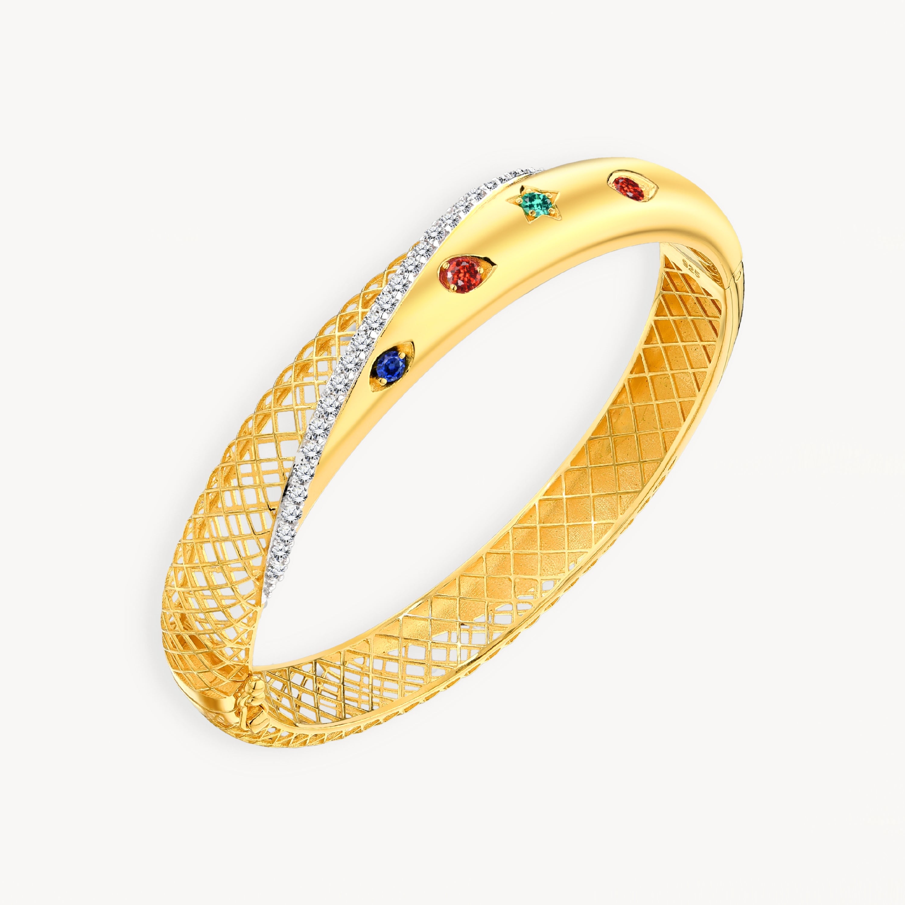 925 STERLING SILVER HINGED LE MESH BANGLE