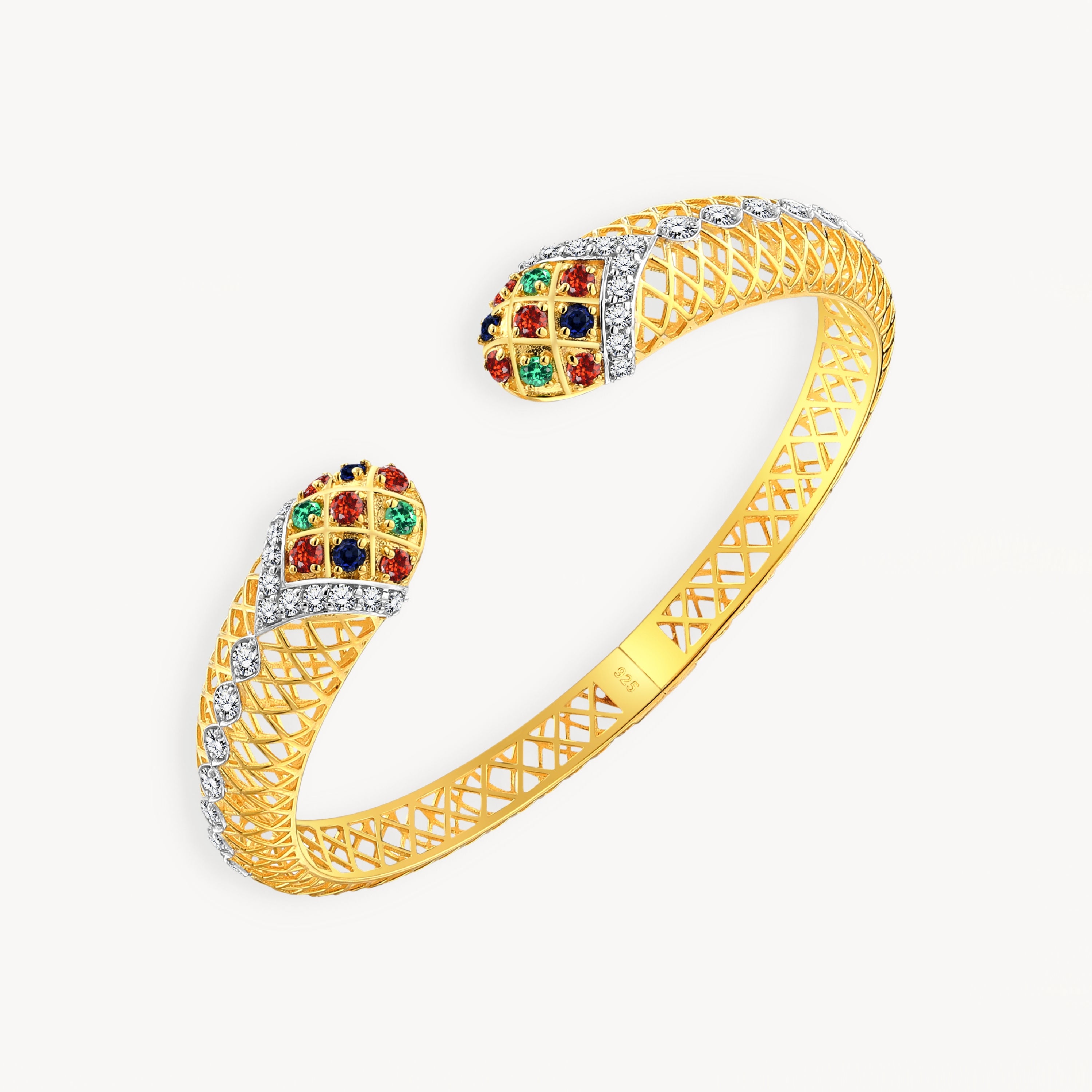 925 STERLING SILVER HINGED LE MESH BANGLE