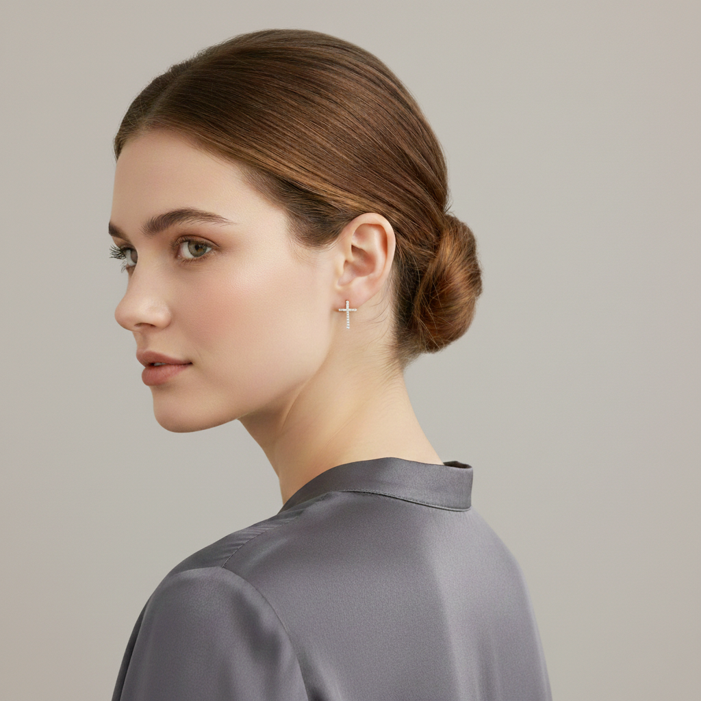 925 STERLING SILVER CROSS EARRINGS