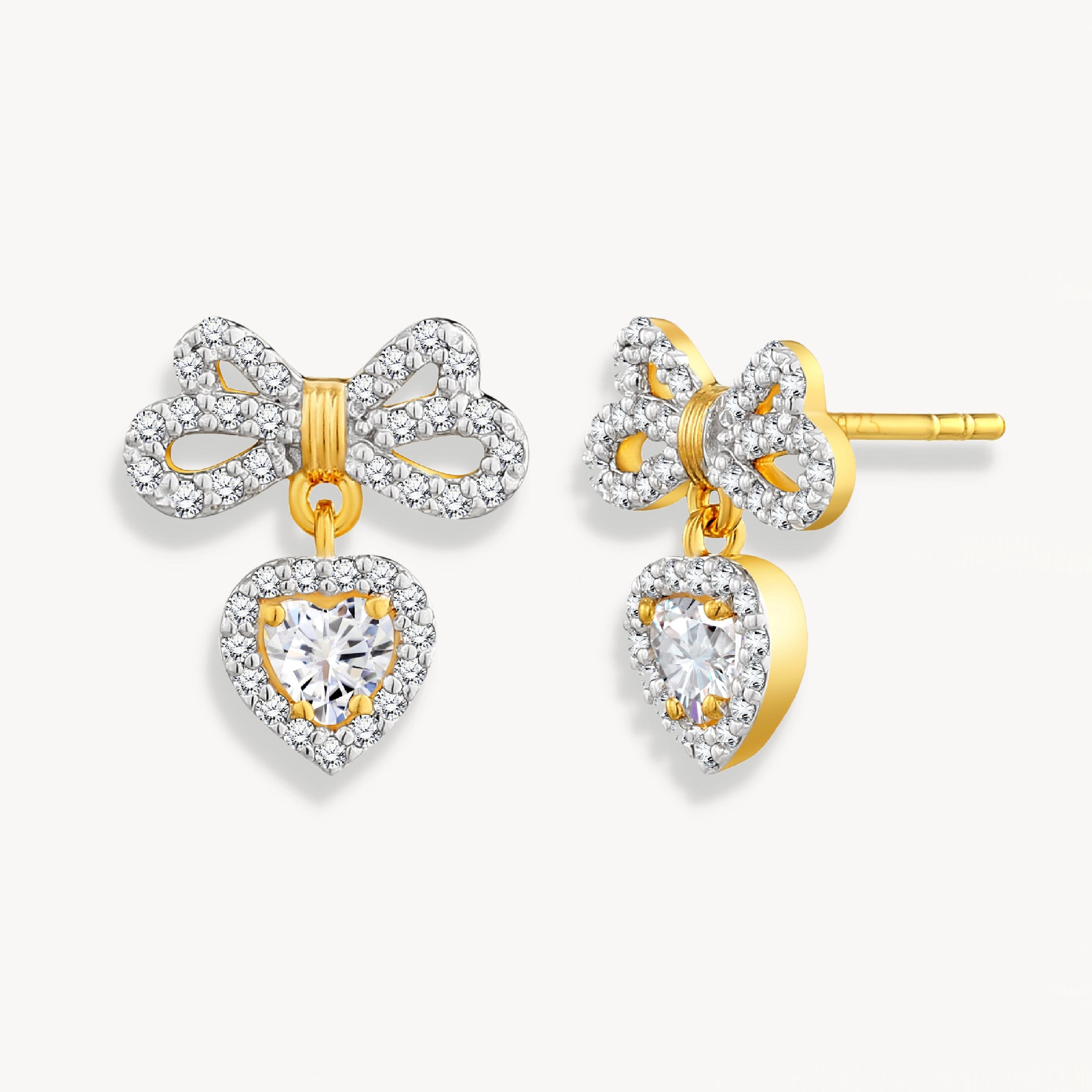 925 STERLING SILVER BOW EARRINGS WITH CUBIC ZIRCONIA