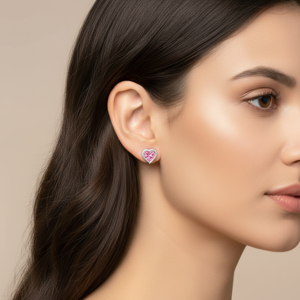 925 STERLING SILVER HEART STUD EARRINGS