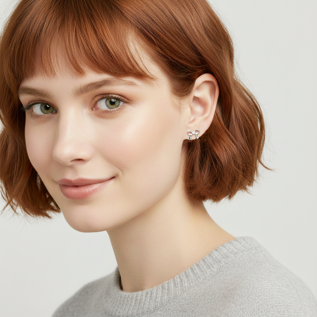 925 STERLING SILVER BOW STUD EARRINGS