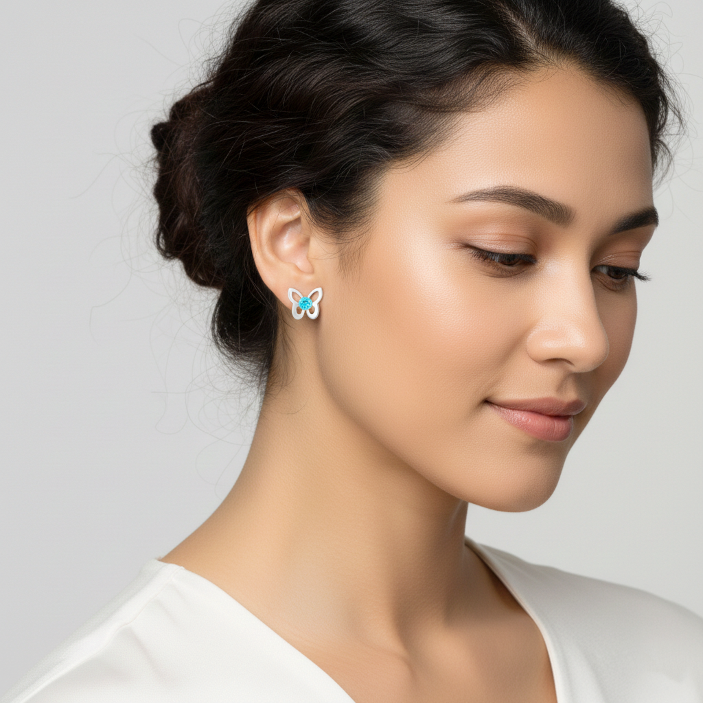 925 STERLING SILVER BUTTERFLY STUD EARRINGS