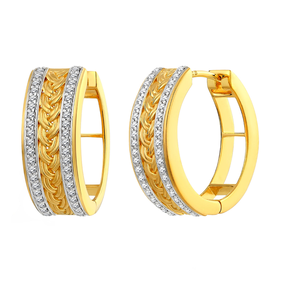 925 STERLING SILVER WITH EXQUISITE BRAID ROPE HUGGIES