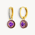 925 STERLING SILVER BEZEL HUGGIE EARRINGS WITH AMETHYST