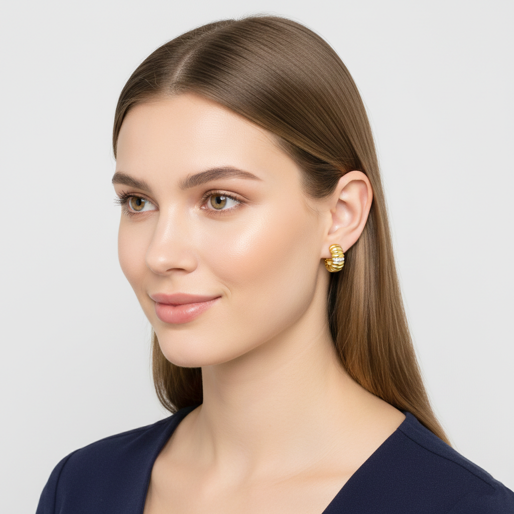 925 STERLING SILVER SMALL EARRINGS WITH CUBIC ZIRCONIA