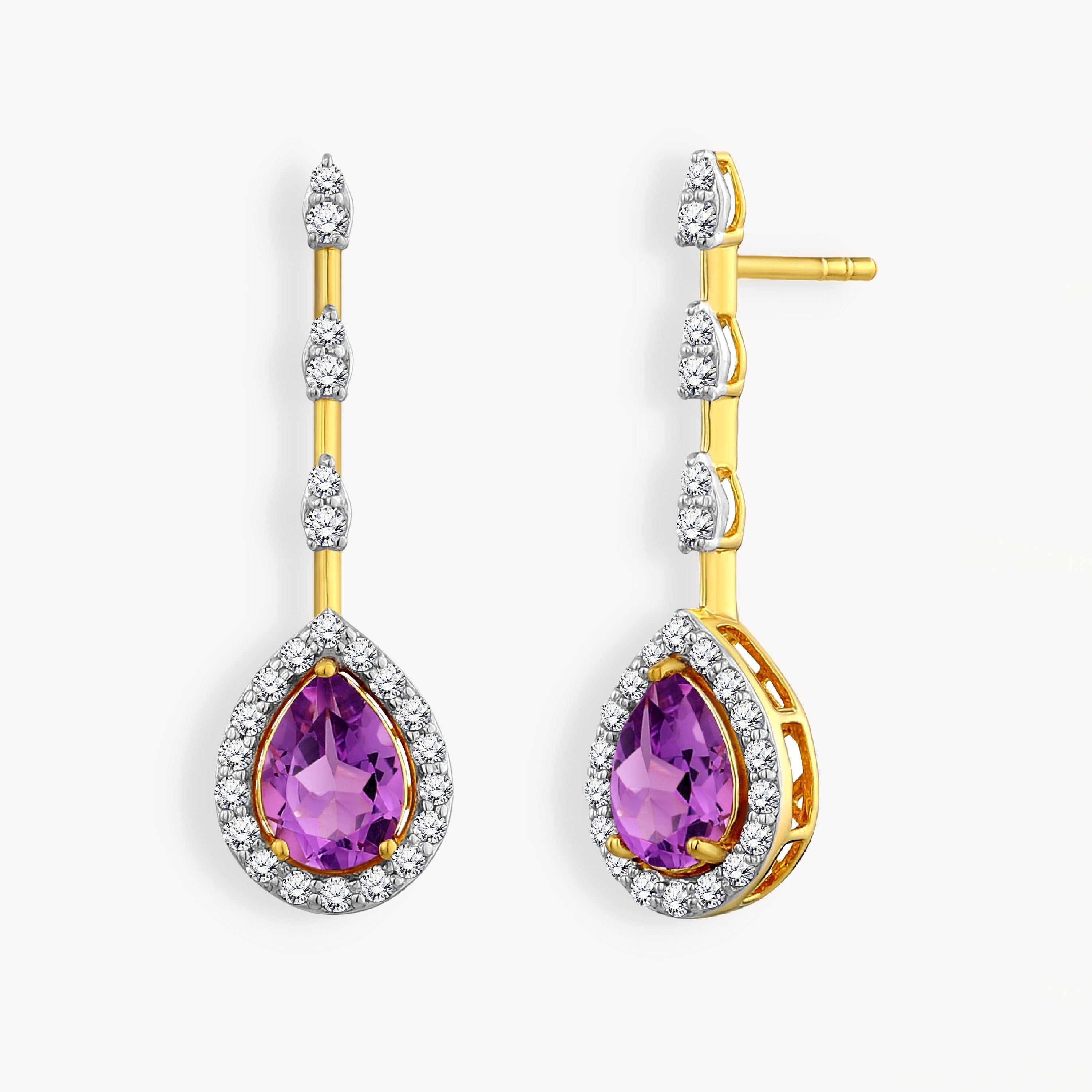 925 STERLING SILVER AMETHYST DROP EARRINGS