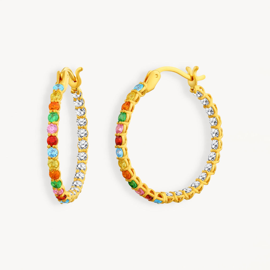 925 STERLING SILVER HOOP MULTICOLORED EARRINGS